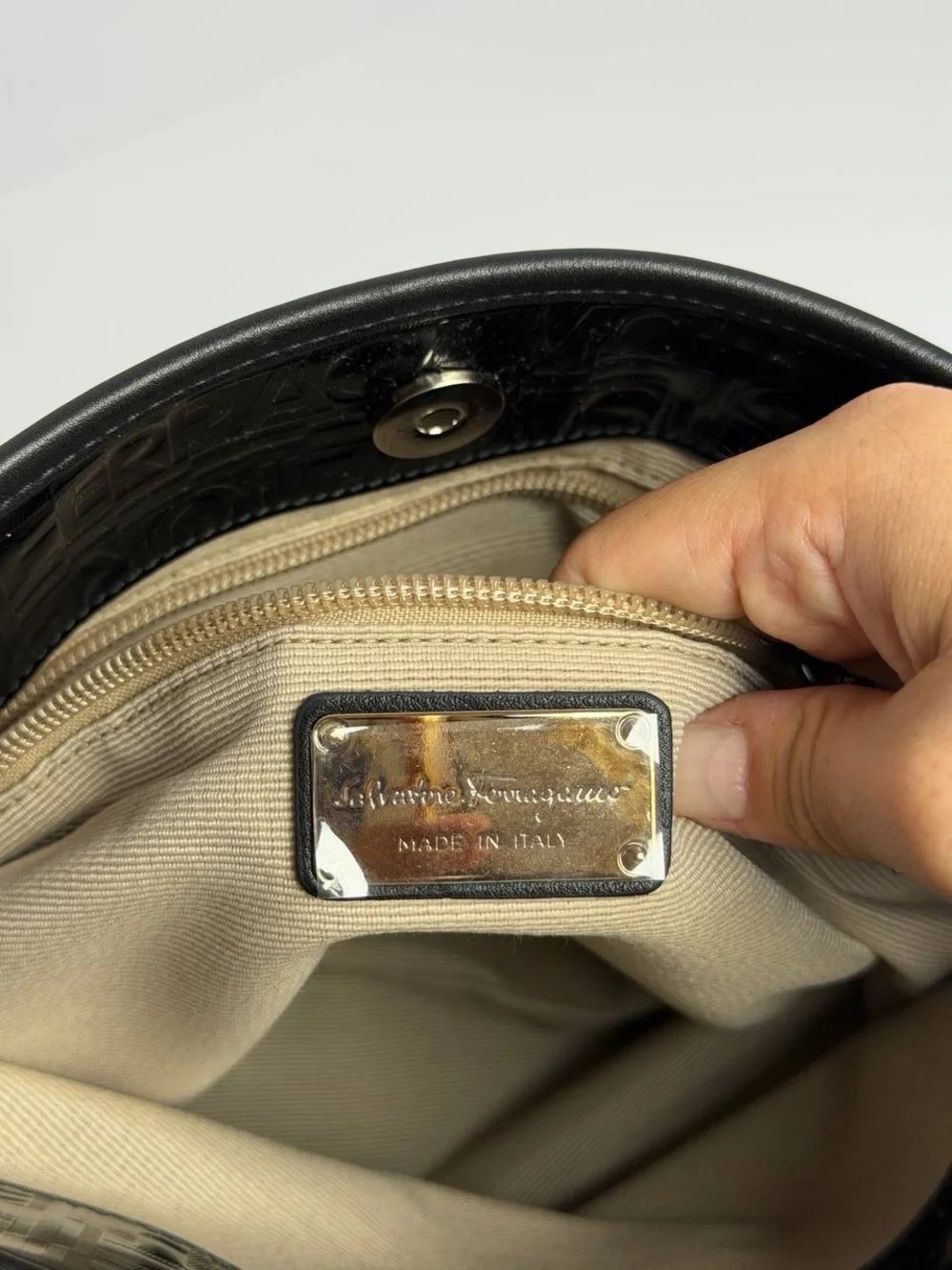 Salvatore Ferragamo Black Patent Leather Crossbody Bag